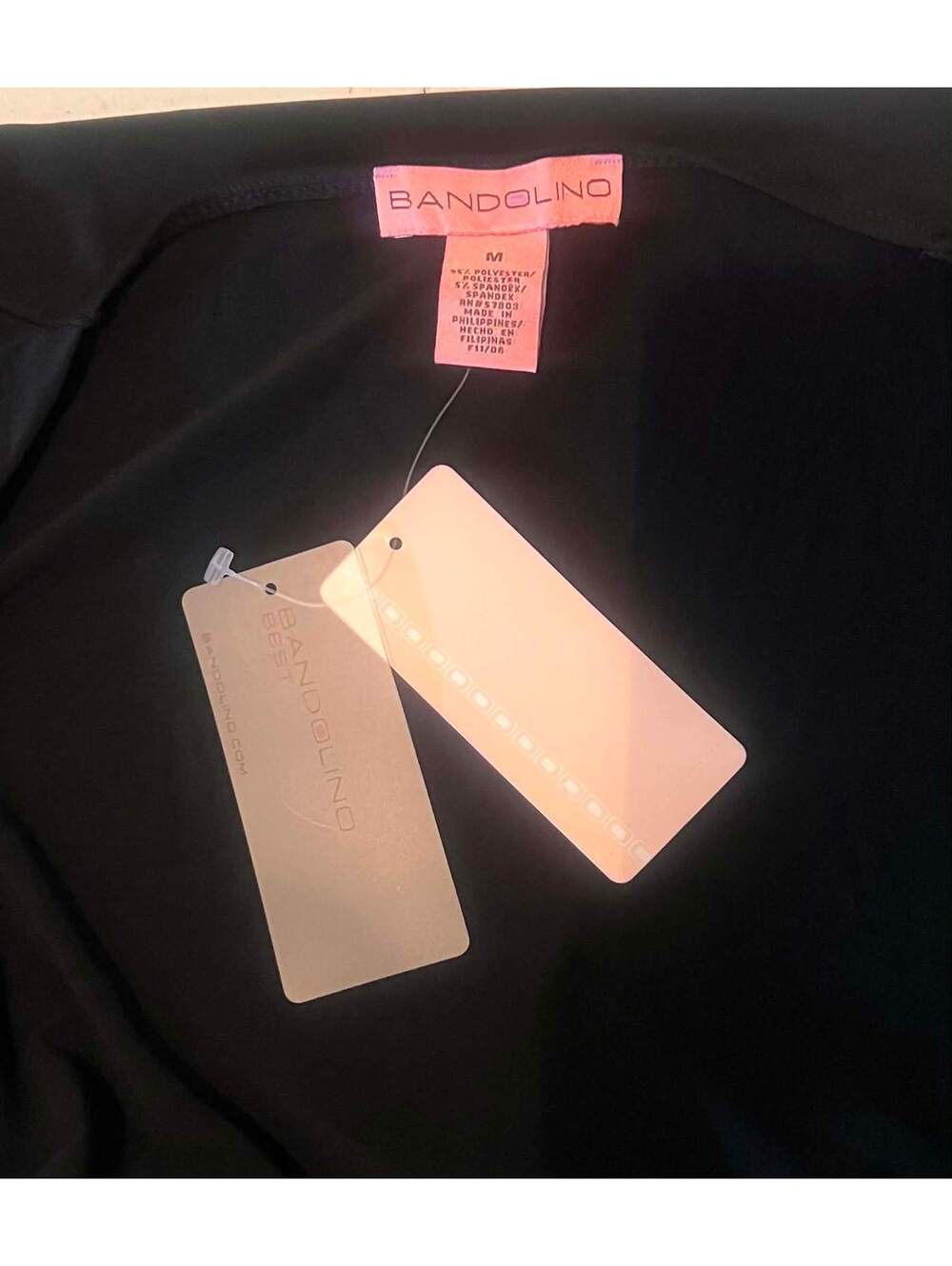 NWT Bandolino Black Faux Wrap Belted Midi Dress Long Sleeve M - Picture 3 of 4